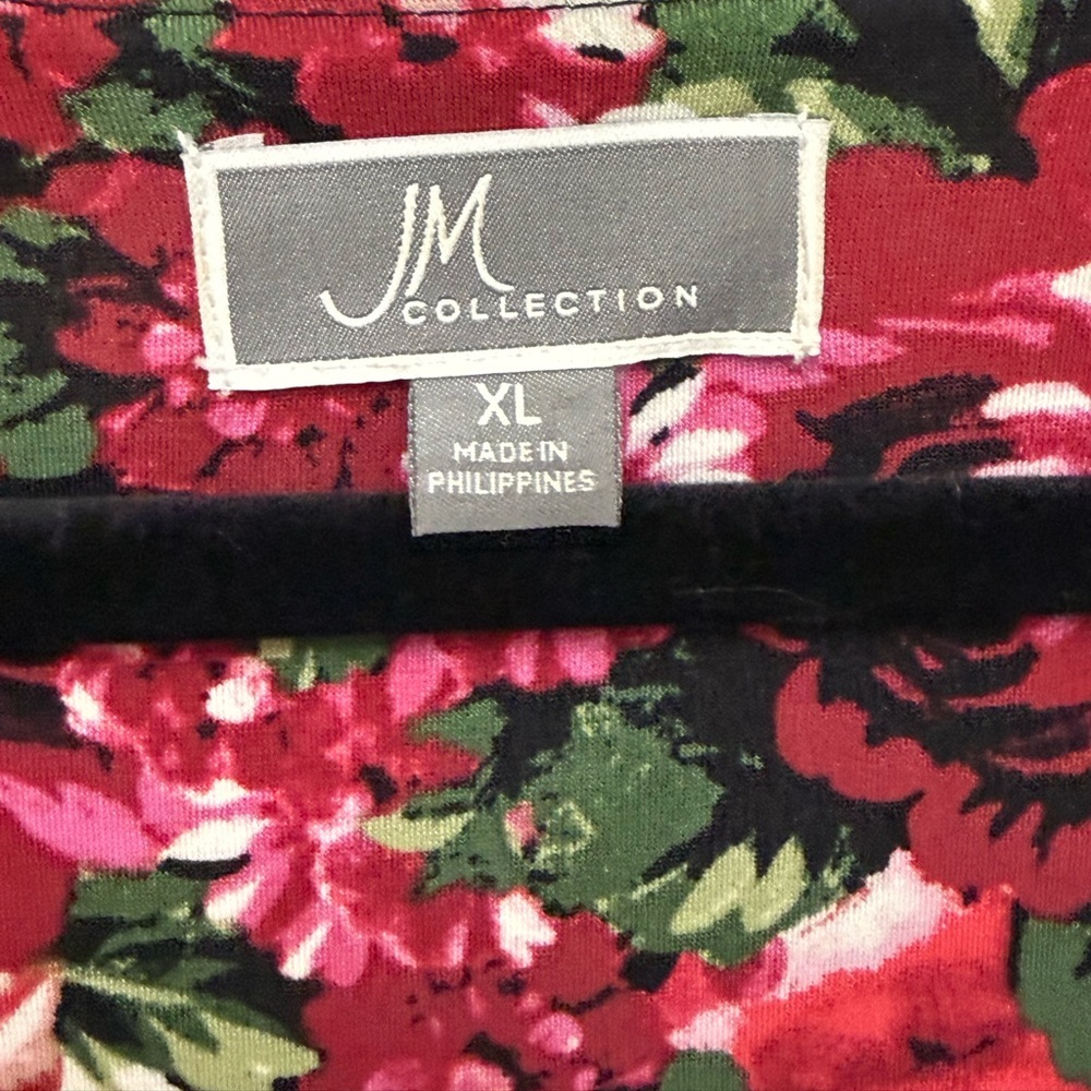 JM Collection Floral V Neck Tunic Blouse XL - Picture 3 of 11